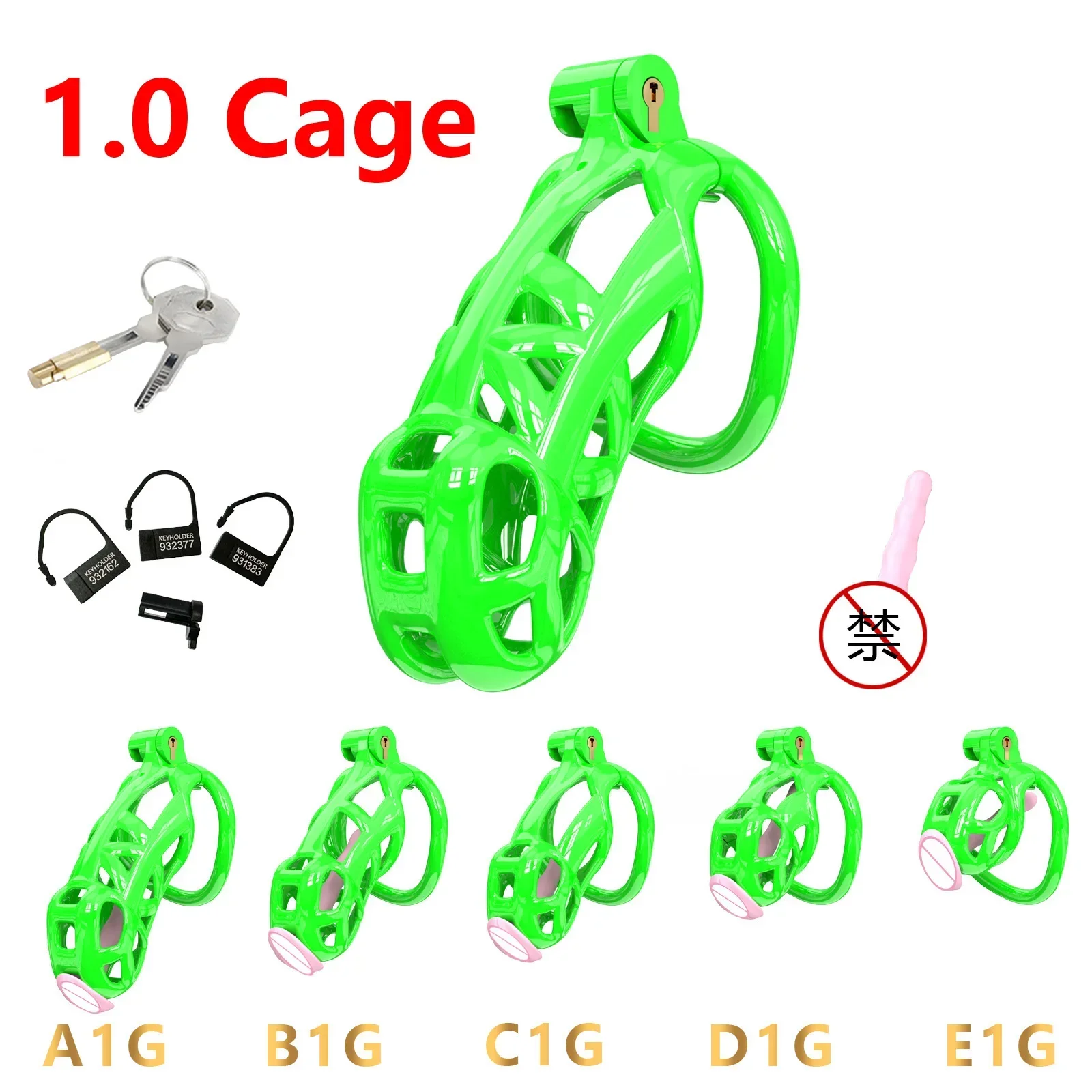 2026 New Mamba Chastity Cage Male Cock Cage with 5 Penis Rings BDSM Chastity Restraints Anti-Escape Chastity Locks Sex Toy 18+