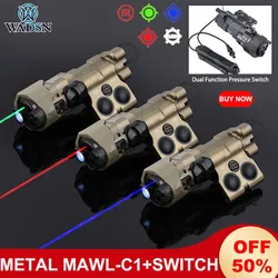 Wadsn Metal Upgrade MAWL C1 czerwono-niebieski zielony Laser Airsoft mał doprowadził latarka myśliwska oświetlenia CN IR podwójna funkcja przełącznik ciśnieniowy