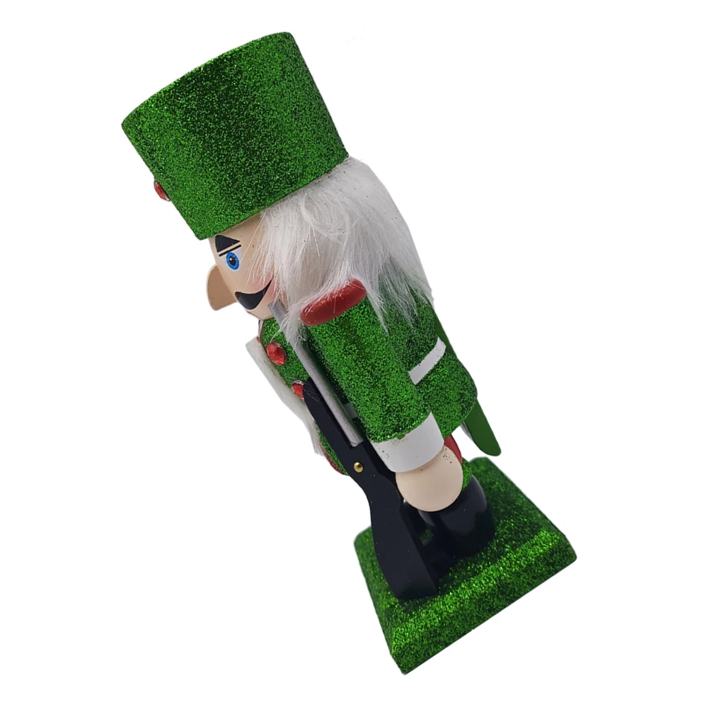 

Christmas Nutcracker Soldier Decor Wooden Glitter Craft Xmas Supplies Home Decoration Miniature Models Desktop Nutcracker