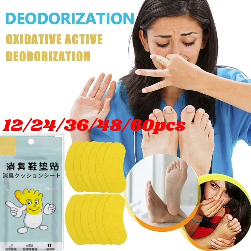 12/24/36/48 unidades de pegatinas desodorantes para zapatos, desodorantes para el olor de pies, desodorantes para zapatillas, pegatinas desodorantes para plantillas que esterilizan y mantienen el olor fresco