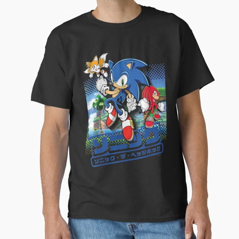 

Sonics & Friends Sonic Shadow the Hedgehog Gift T shirt for man Large size Tops Anime Graphic Print Y2k Clothes Cartoon Tee