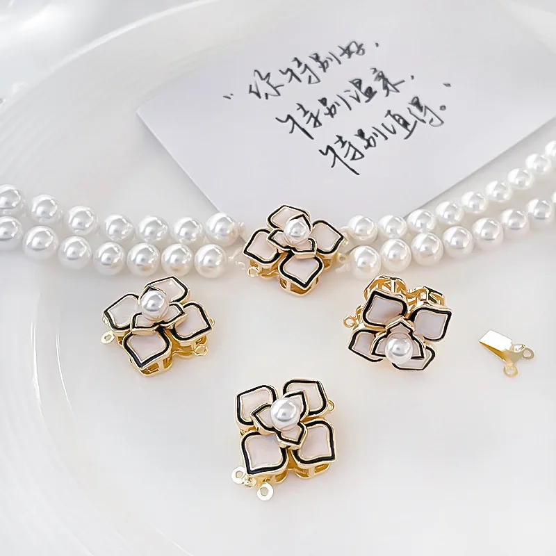 1 Piece Oil Drop Four-leaf Flower Pearl Connection Buckle DIY Bracelet Necklace Accessories Jewelry Making Materials Wholesale