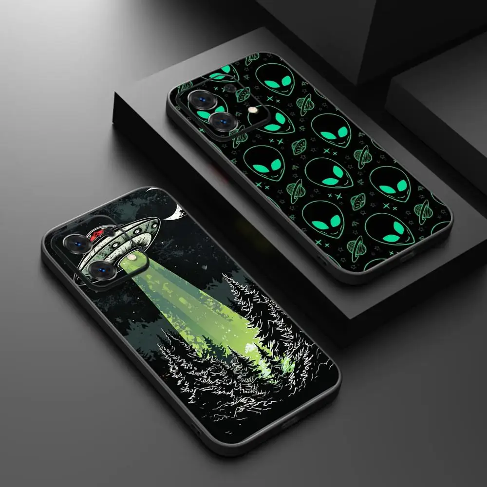 Funda de Teléfono con Diseño de Dibujos Animados de Alien para Redmi Note 14 13 12 11 Pro Plus S 5G 14C A3, Funda Protectora Negra Suave