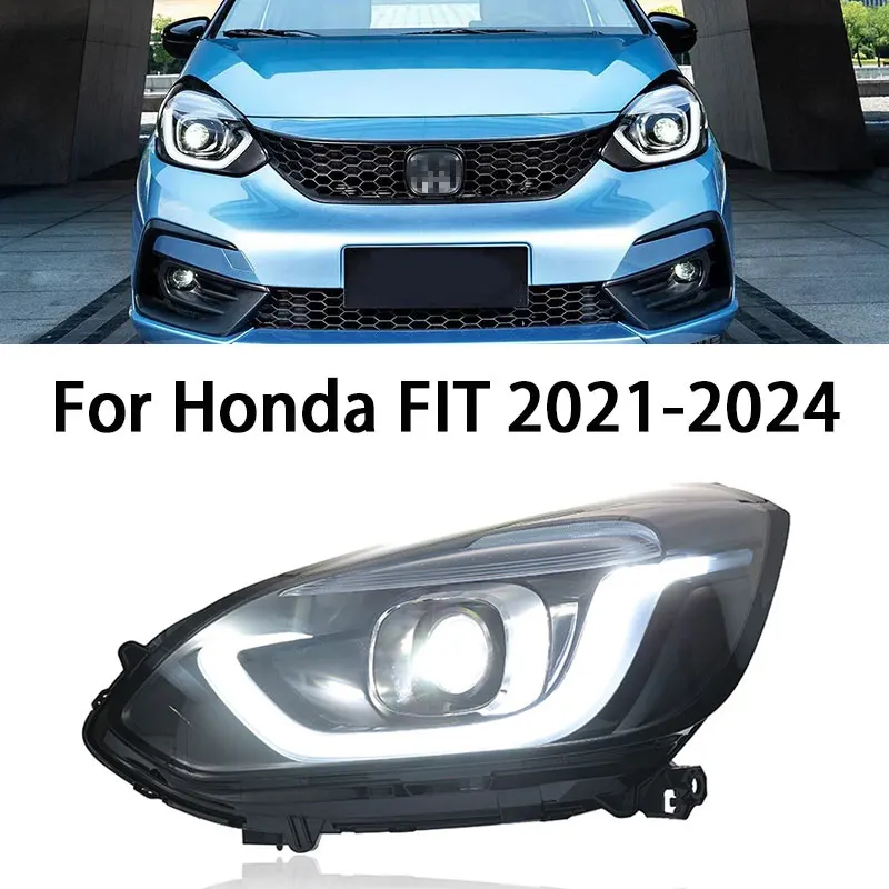 Head Lamp For Honda Jazz Fit LED Headlight 2020-2024 Headlights GR9 DRL Turn Signal High Beam Angel Eye Projector Lens