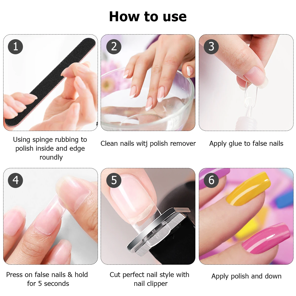 

Painted Nails Stickers Fake Manicure Patches Round Head False Accessories DIY Material Durable Gift