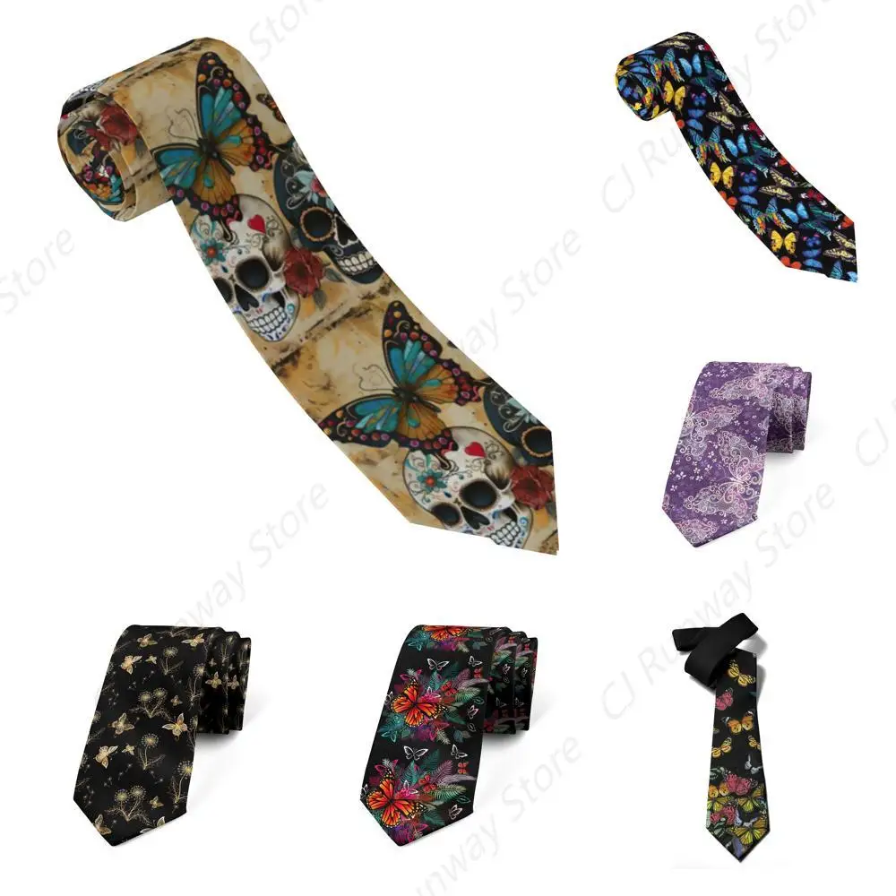 Sugar Skulls Butterfly Print Men'S Tie Great Weddings, Groom, Groomsmen, Missions, Dances, Gifts