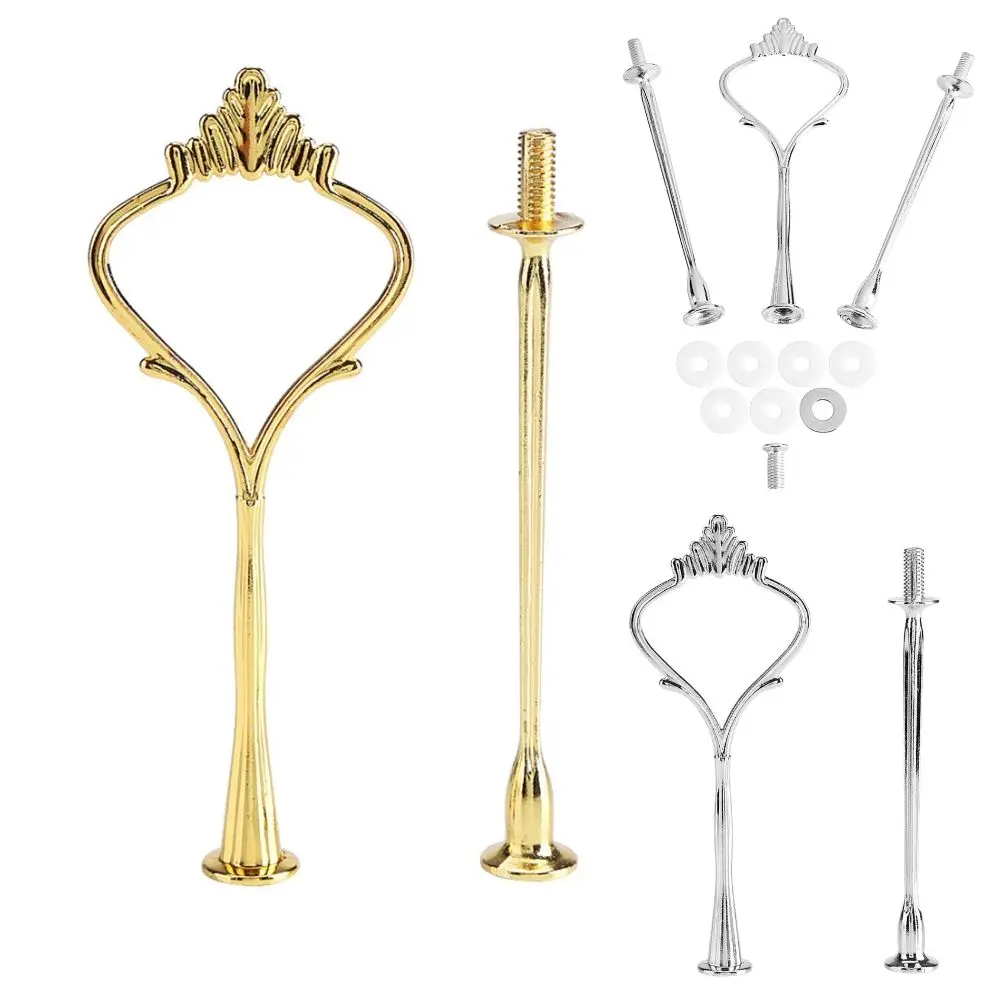 Zinc Alloy Cake Stands 2 Tiers 3 Tier Crown Handle Tiered Fruit Plate Gold Silver Spacer Washers Cupcake Display Holder