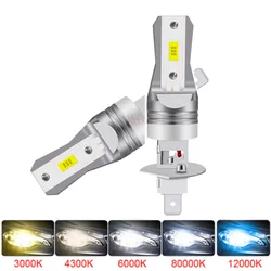 2Pcs 12000LM H1 H3 H7 H4 LED Headlight Bulb Canbus Car Head Fog Light 6500K White 12V-24V Super Bright Plug And Play Fanless