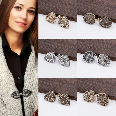 1pc 레트로 도금 Duckbill 버클 의류 장식 체인 카디건 클립 스웨터 블라우스 클립 의류 장식 브로치 핀