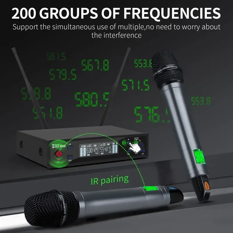 2026 Latest UHF Wireless Dynamic Microphone for Karaoke Home Church Singing 130M Range Professional Vocal Mic with Built-in