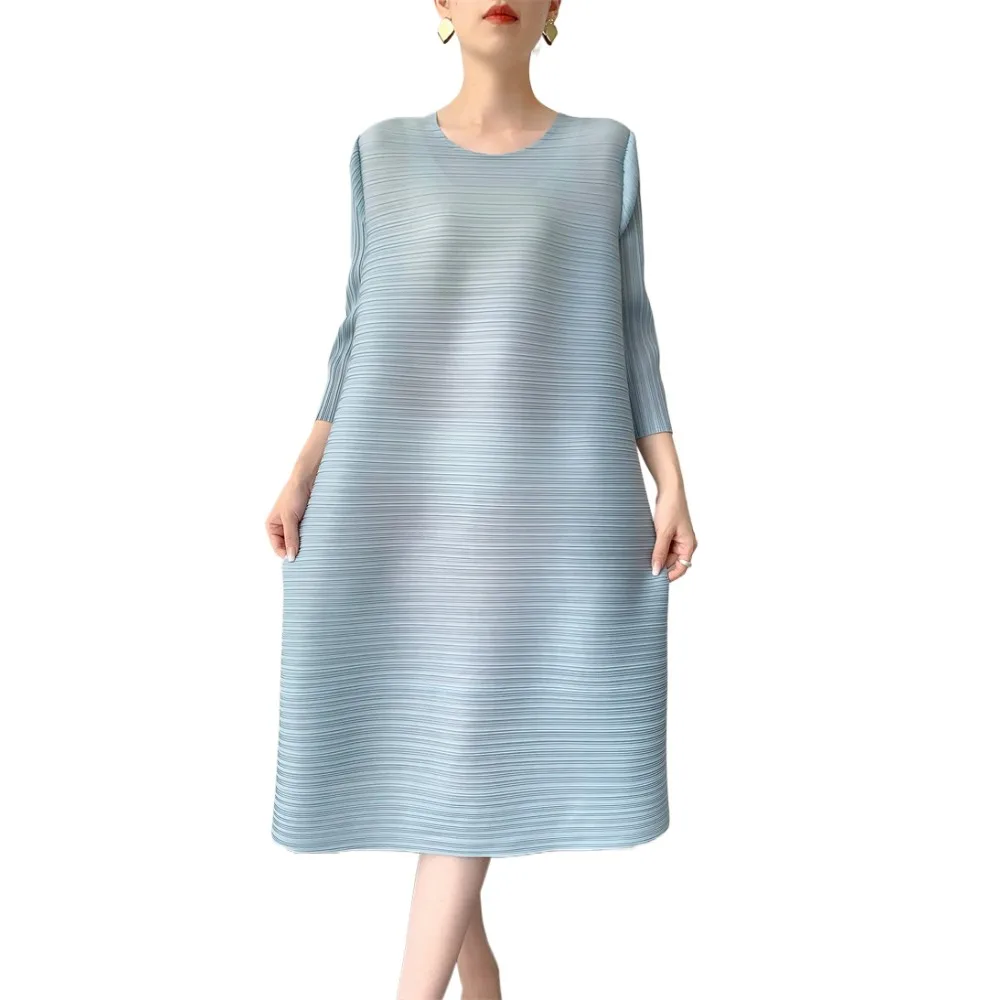 

Miyake Pleated Big Size Dress 2025 Spring and Summer Fold Dress Fashion Loose Big Size Medium Long Pleated Dresses Women's suit
