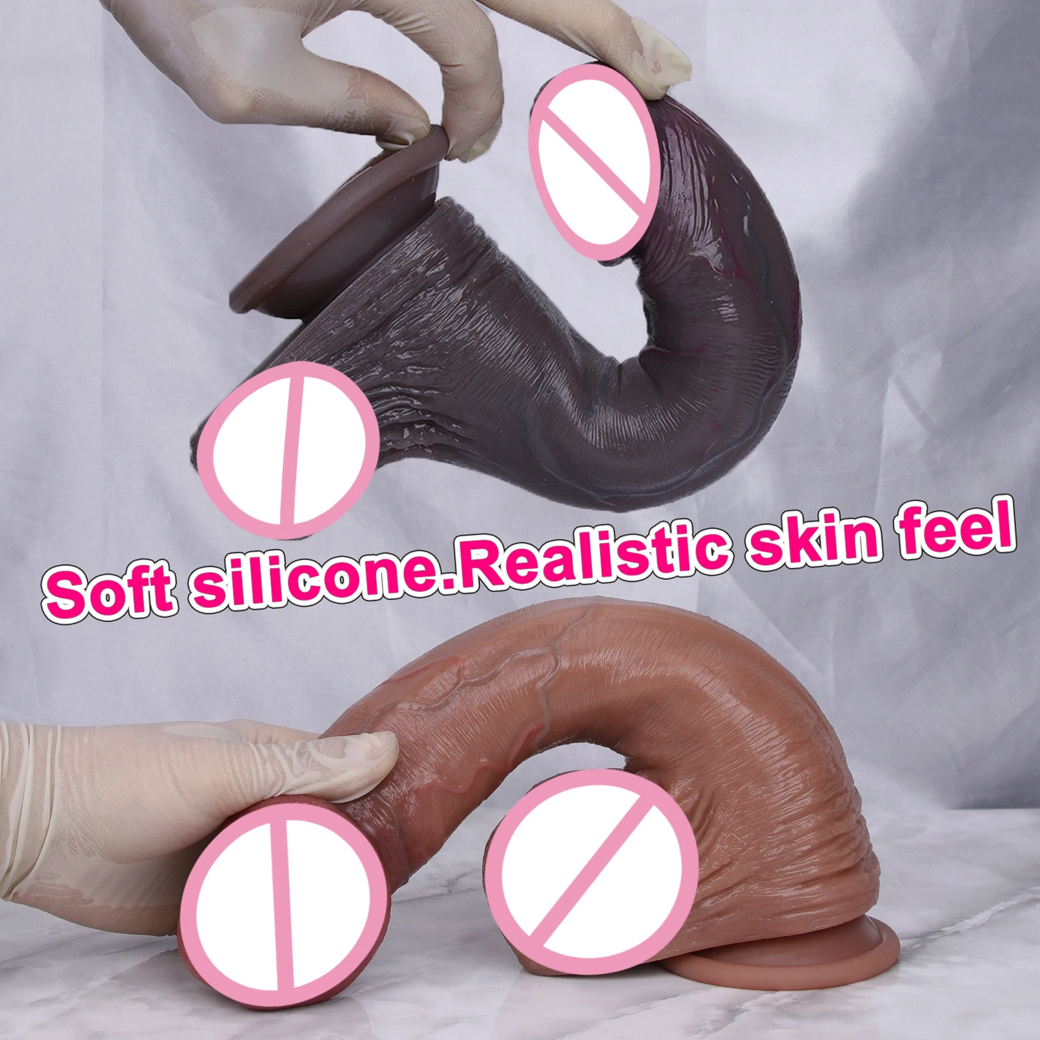 Realistic Soft Big Glans Suction Cup Dildo Double Silicone Dick Gay Vaginal Masturbators Flesh Penis Anal Plug Sex Toy for Women