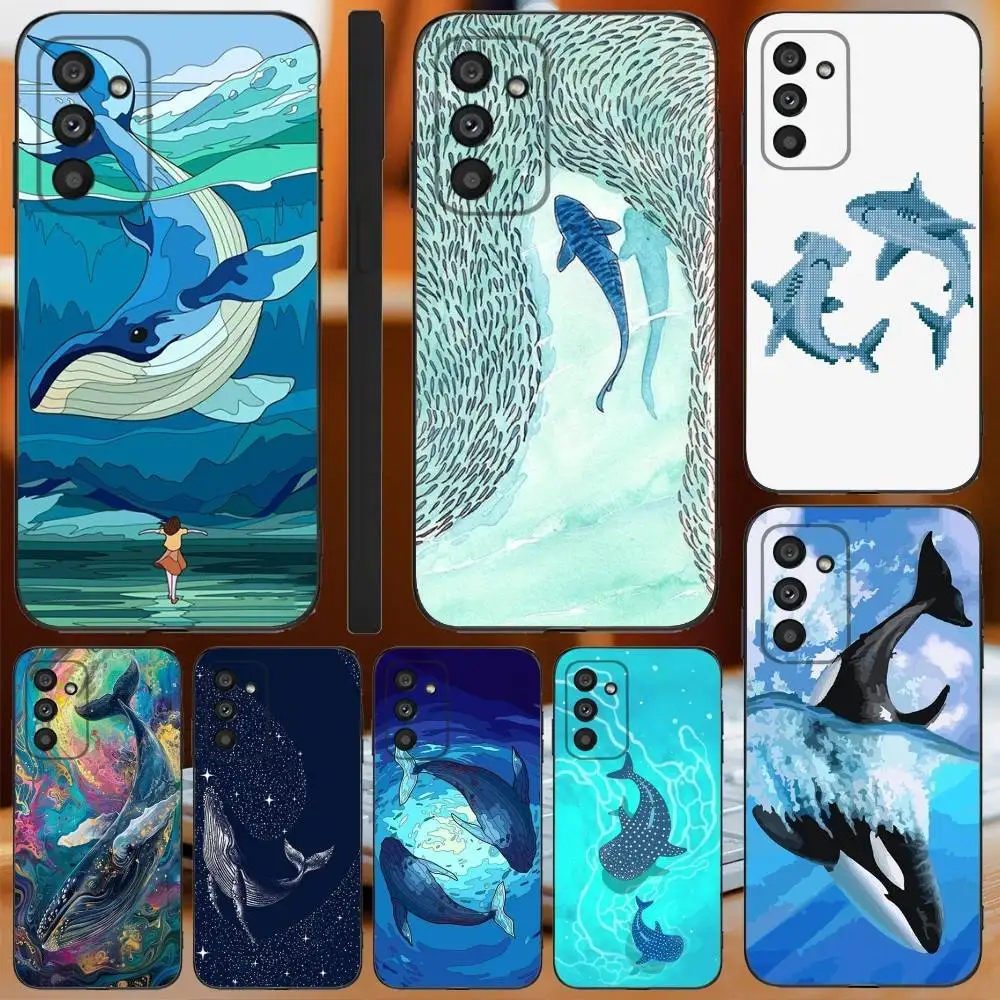 

Ocean Whale Shark Swimming Phone Case For Samsung Galaxy A13,A21s,A22,A31,A32,A52,A53,A71,A80,A91 Soft Black Cover