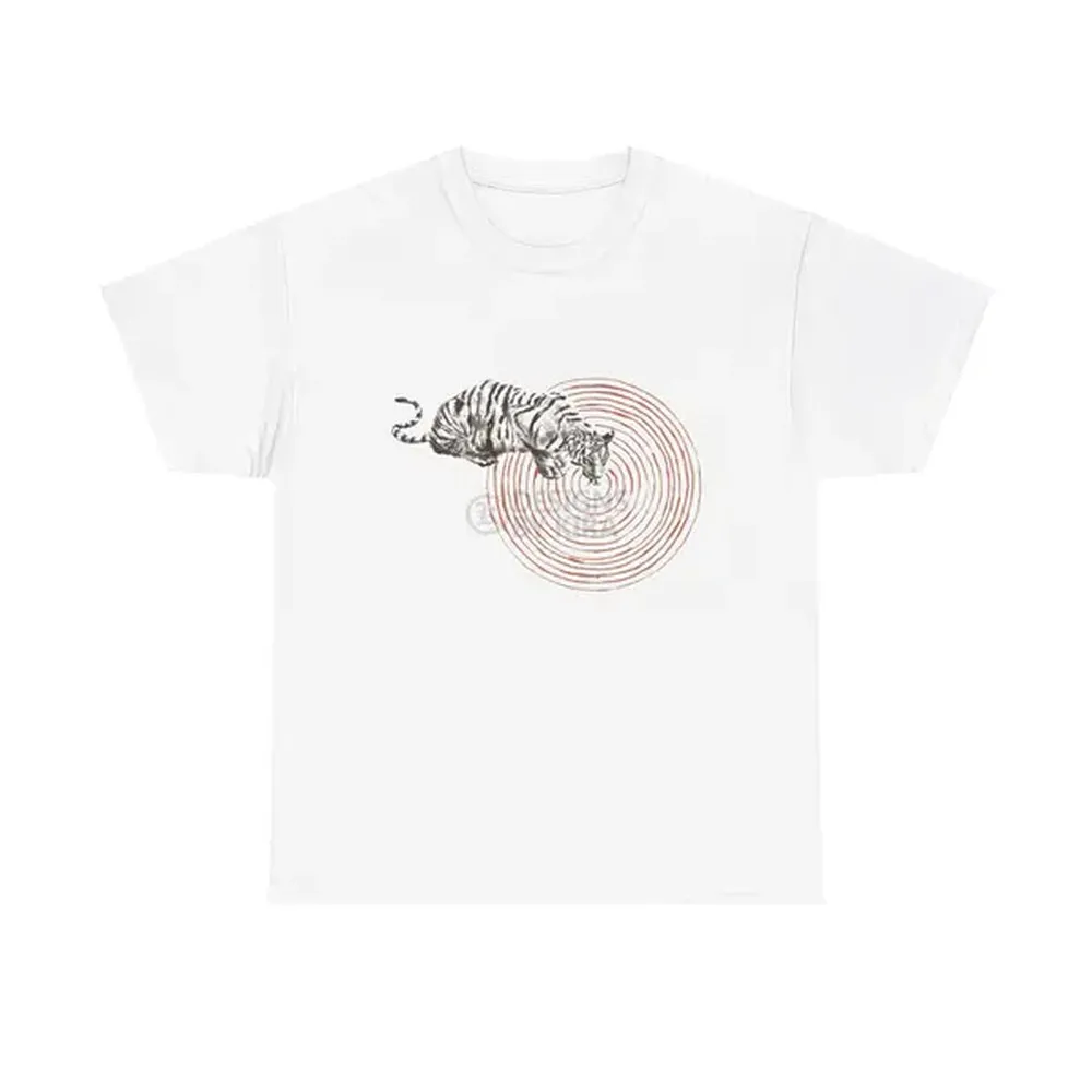 Tiger at the Watering Spot T-Shirt | Jungle Tiger Graphic Unisex Cotton Tee