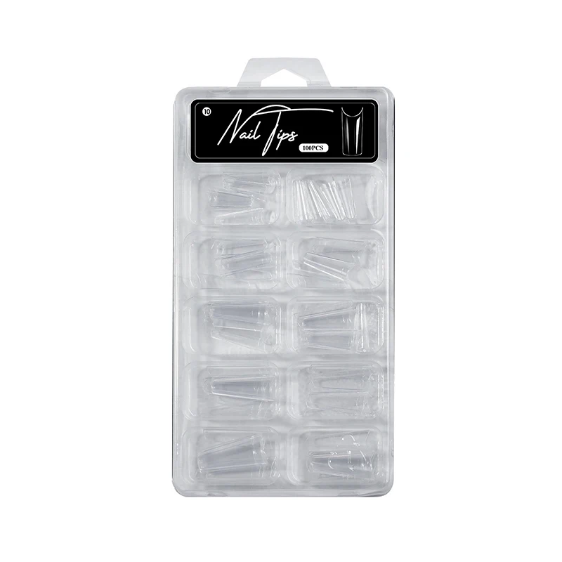 .100Pcs Soft Gel False Nail Tips Short Square Coffin Almond Artificial Press On Fake Nails Extension Manicure Tools