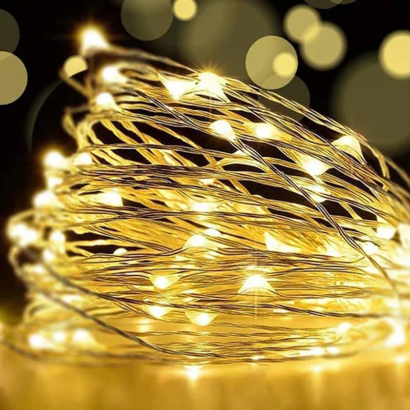 100-2M LED String Light Waterproof Copper Wire Garland Fairy Light DIY Shape Twinkle Lights Xmas Wedding Party Decoration Lamps