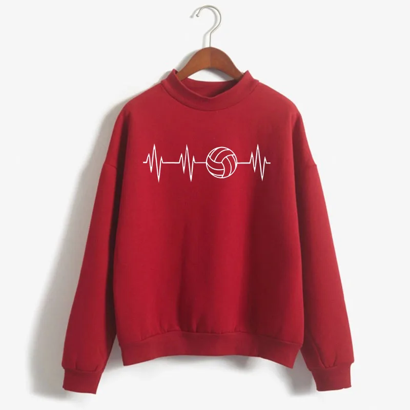 Fashion harajuku Heartbeat Of Volleyballer print o-neck Sweatshirt Clothes hoodies Women Autumn Winter clothes Hip Hop Hooded