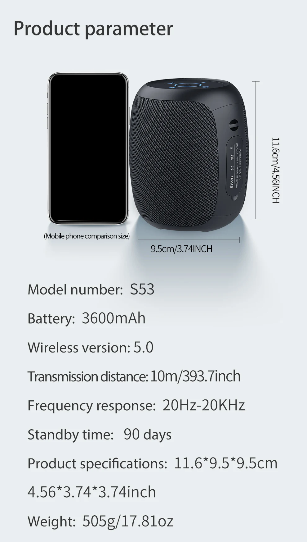 ZEALOT-S53 Tragbarer Bluetooth-Lautsprecher 10 Stunden 10W Super lauter Klang Bluetooth-Lautsprecher IPX6 wasserdicht für Telefon TF-Karte USB – Detail 1