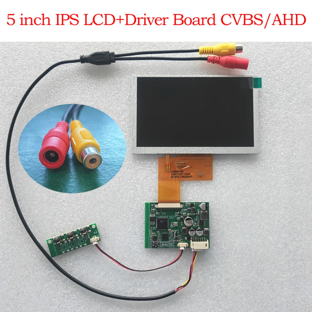 5 inch IPS LCD Display module Board kit 800*480 16:9 CVBS/AHD AV for Industrial doorbell Car Reverse camera DIY CCTV fishfinder