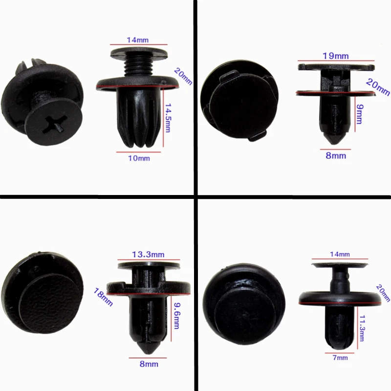 

20 шт. для 7 мм, 8 мм, 10 мм, отверстие, универсальные автомобильные крепления для бампера, зажим для обшивки двери автомобиля, фиксатор панели багажника, крыла, пластиковые винтовые зажимы