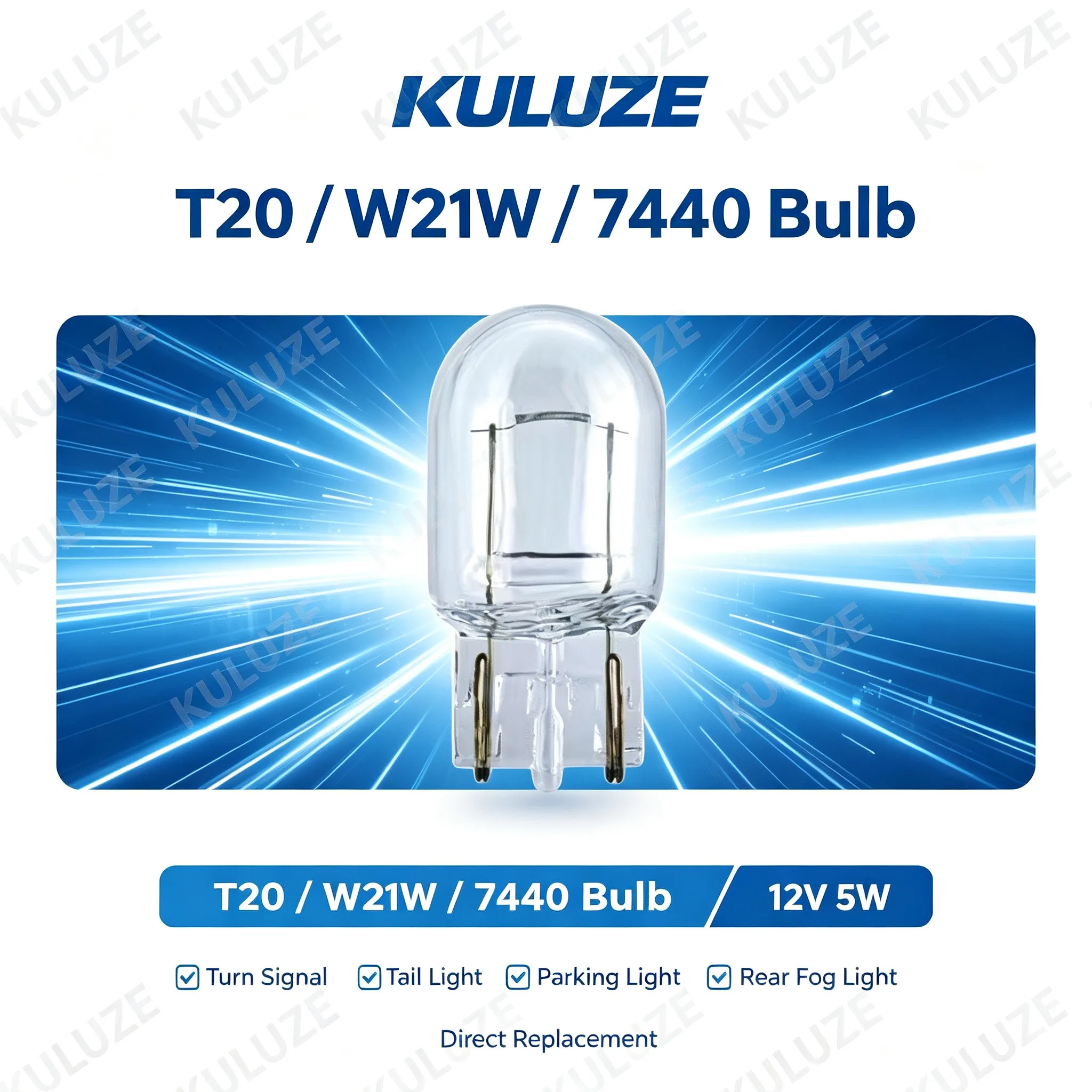 2 Pcs Halogen Bulb Set 7440 7443 T20 W21/5W W21W for Automotive Brake Running Lights And Turn Signals Vehicle Lamp Upgrade