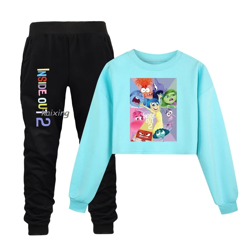 New Inside Out2 Loose Clothes Set Kids Cartoon Hoodies Sweatshirts Pants 2Pcs Sets Toddler Girls Outfits Junior Boys Sportsuits