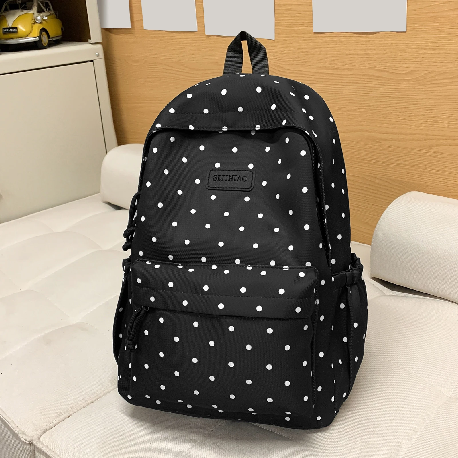Cute Polka Dot Travel Backpack Large Capacity  Bookbag Lightweight Bookbag for Female Elementary & Middle  Students