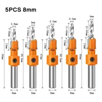 8mm Shank HSS Woodworking Countersink Router Bit Set Screw Extractor Remon Demolition for Wood Milling Cutter