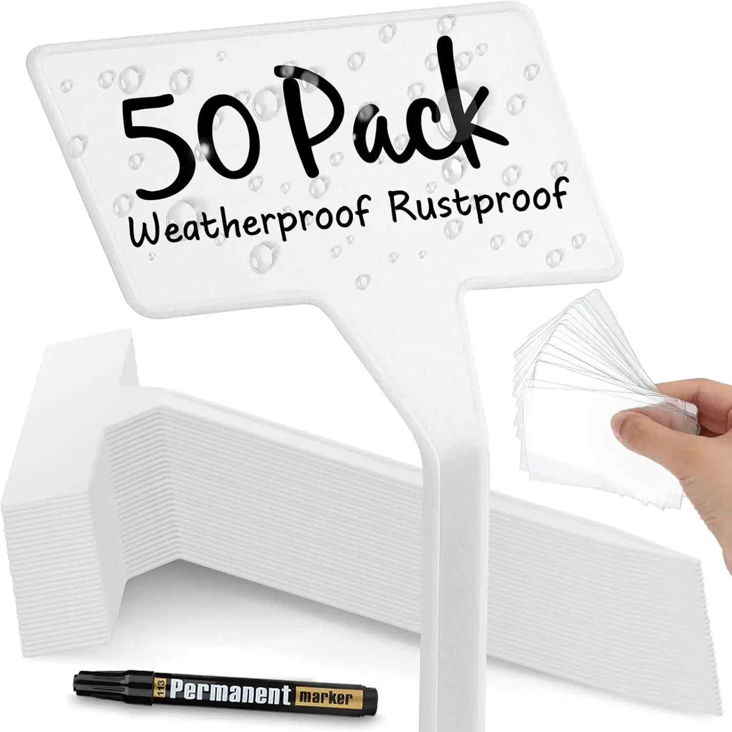 

50 Pack Large Waterproof Plant Labels, Durable T-Type Garden Markers for Herbs Flowers Vegetables (11.8'')