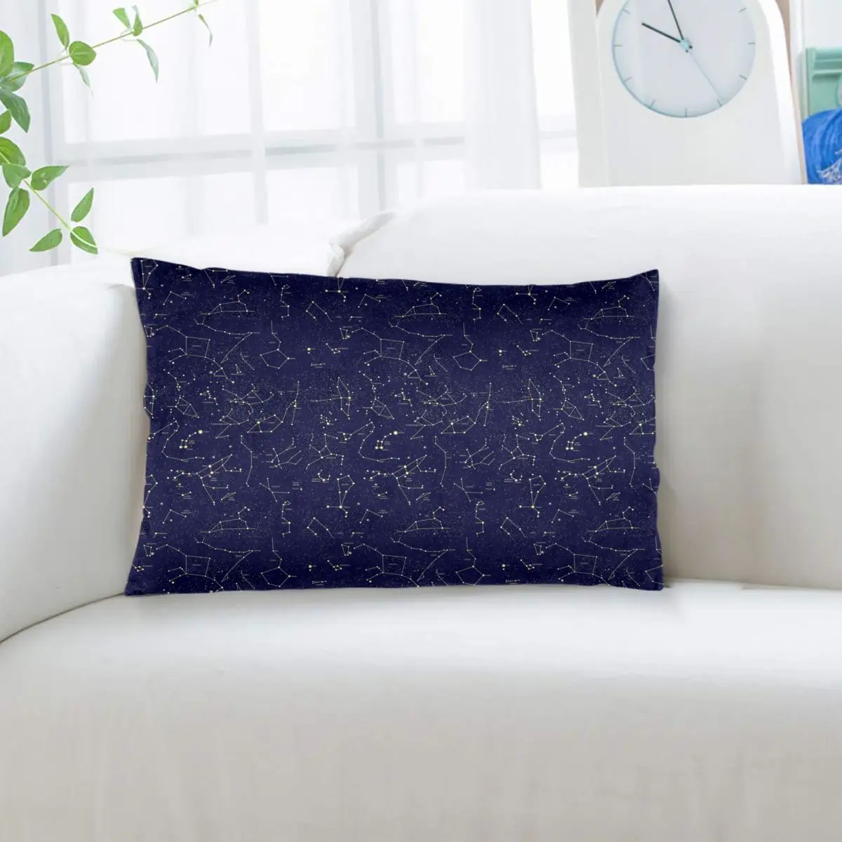 Night Sky Golden Celestial Stars Zodiac Constellations Rectangle Pillowcase Cushion Cover Bedroom Bed Home Comfort Throw Pillow