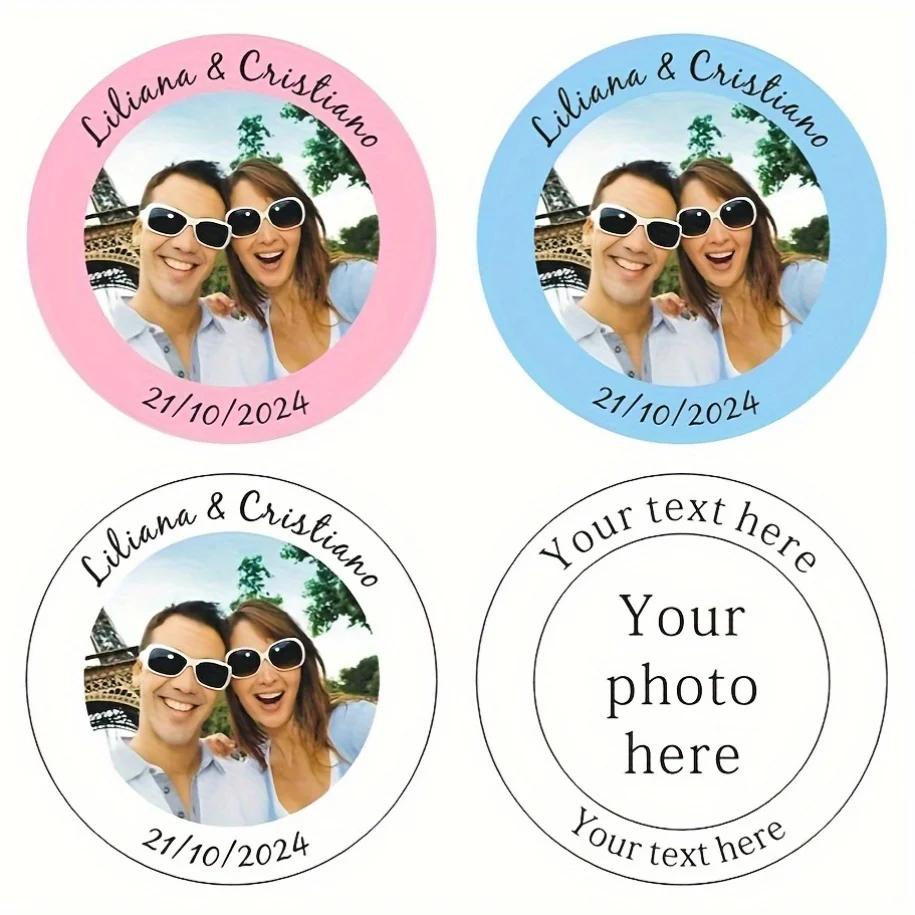 

96 Pcs Personalized Photo Sticker Labels, Wedding Stickers, Photo Labels, Birthday Party Stickers, Personalized, Customization,