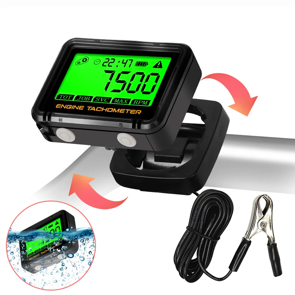 Tacómetro Digital inductivo para Moto SVC TOT JOBEngine medidor de horas retroiluminación RPM reiniciable para cortacésped de motocicleta de gasolina