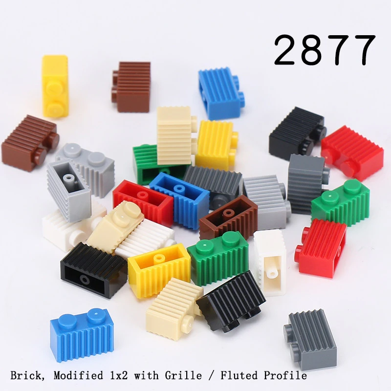 MOC Bricks Modified 1x2 with Grille/Fluted Profile Compatible 2877 Building Blocks Parts DIY Creative Construction Toy