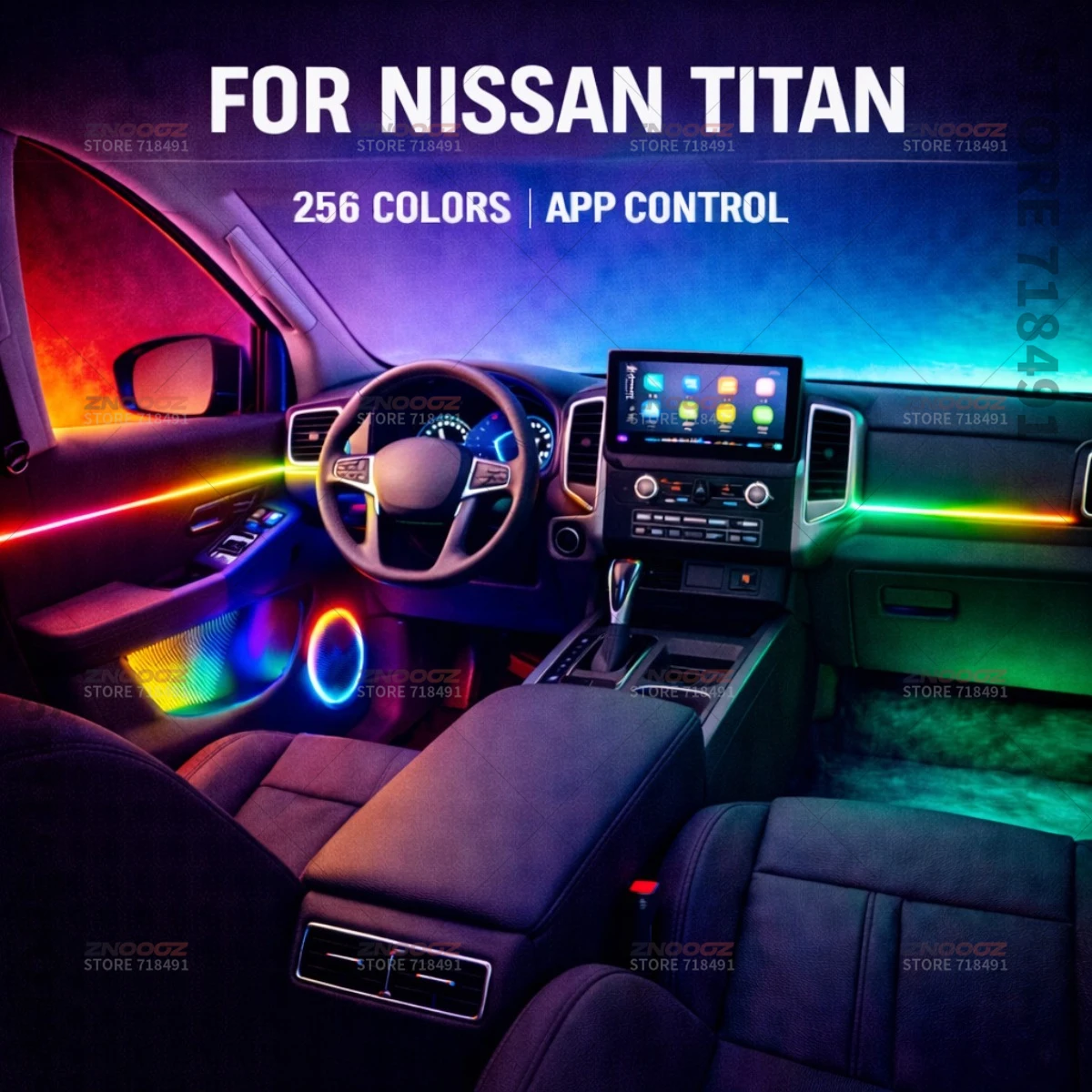 

22in1 RGB Car Interior Acrylic Car Ambient Lights RGB Hidden Acrylic Strip Decoration Atmosphere Accessories For Nissan Titan