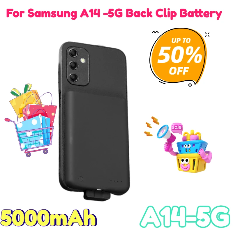 

5000mAh for Samsung A14 -5G Back Clip Battery Wireless Power Bank Mobile Phone Case Power Bank