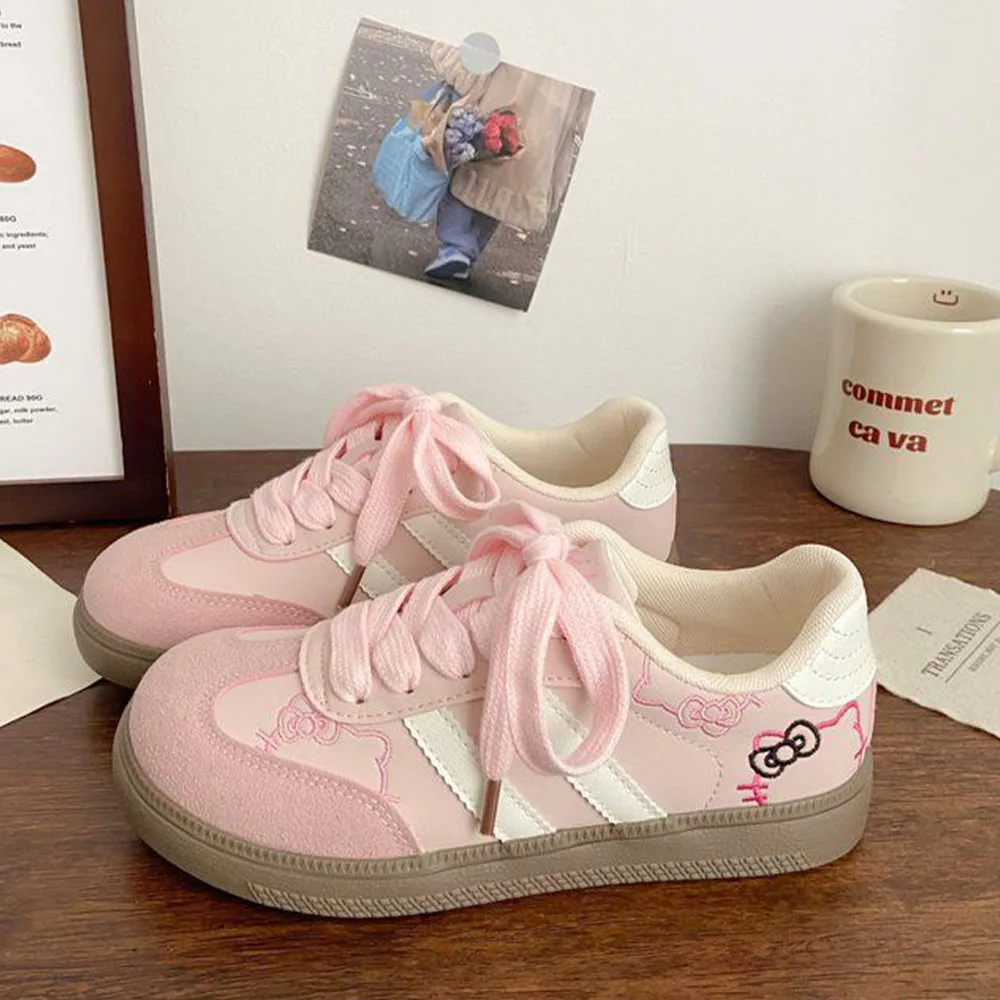 Hello Kitty Women's Casual Outdoor Lace Up Sneakers Spring and Autumn Korean Round Toe Sneakers Vulcanized Shoes Tenis De Mujer view 2