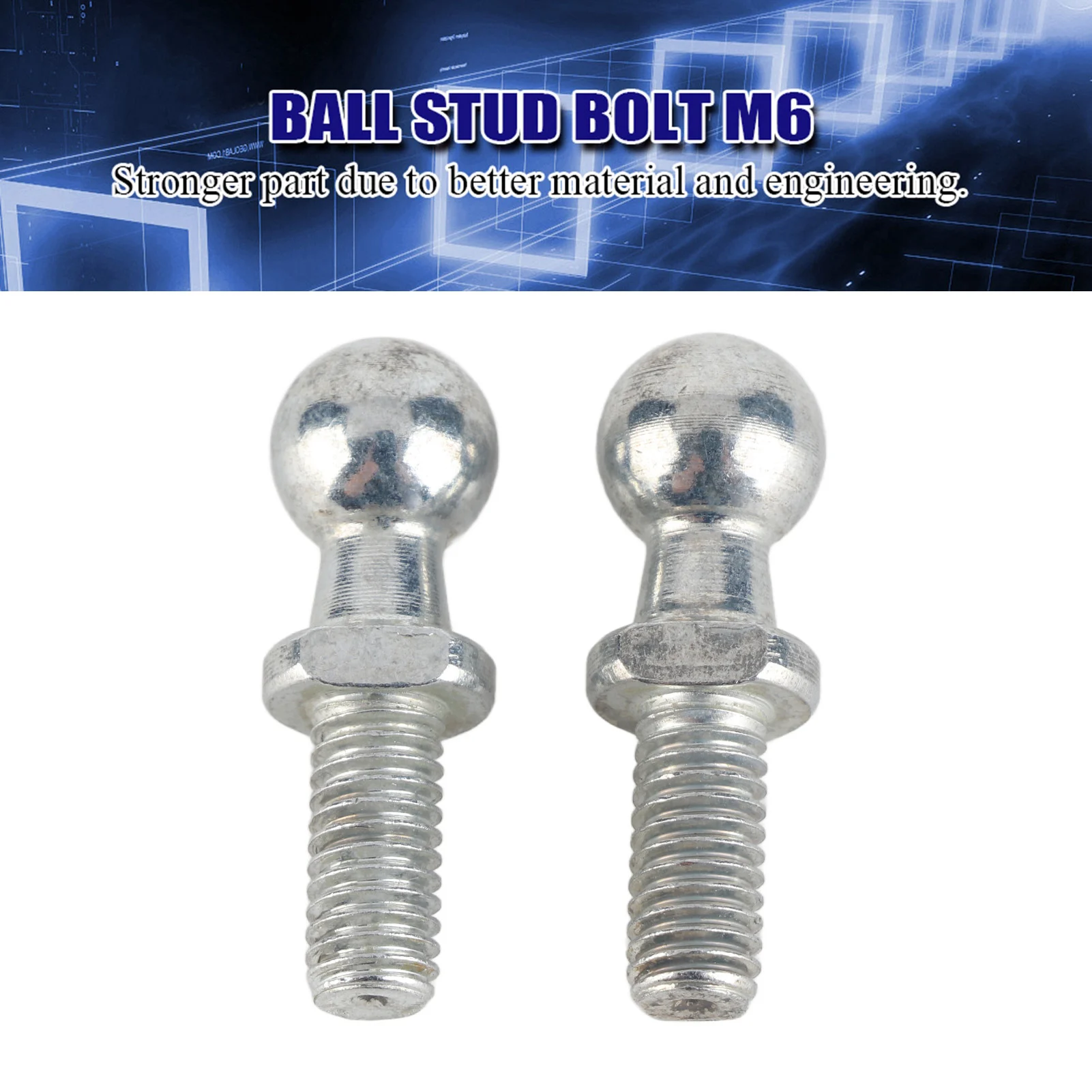 2 Pcs M6 Iron Ball Stud Bolt for Car Gas Struts Ball Ended Bolt for Bonnet Hood Trunk Support Strut Replacement