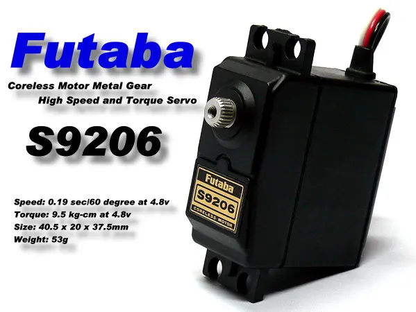 

FUTABA S9206 Metal Gear RC Model Coreless Motor Servo Torque: 9.5 kg-cm Bearing: 2BB