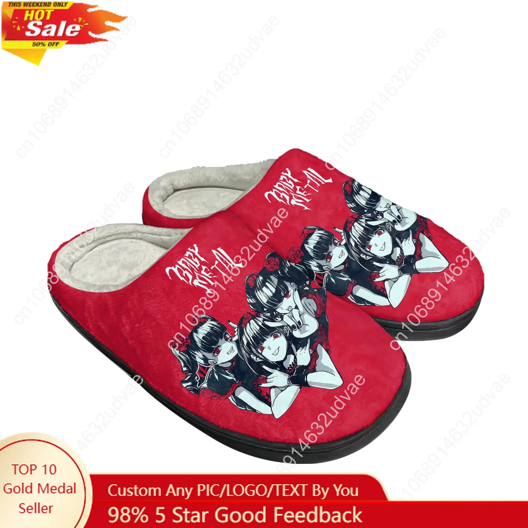 

Babymetal Japan Band Cotton Slippers Mens Womens Hip-hop Rock Elastic Keep Warm Shoes Home Plush Bedroom Footwear Custom Slipper