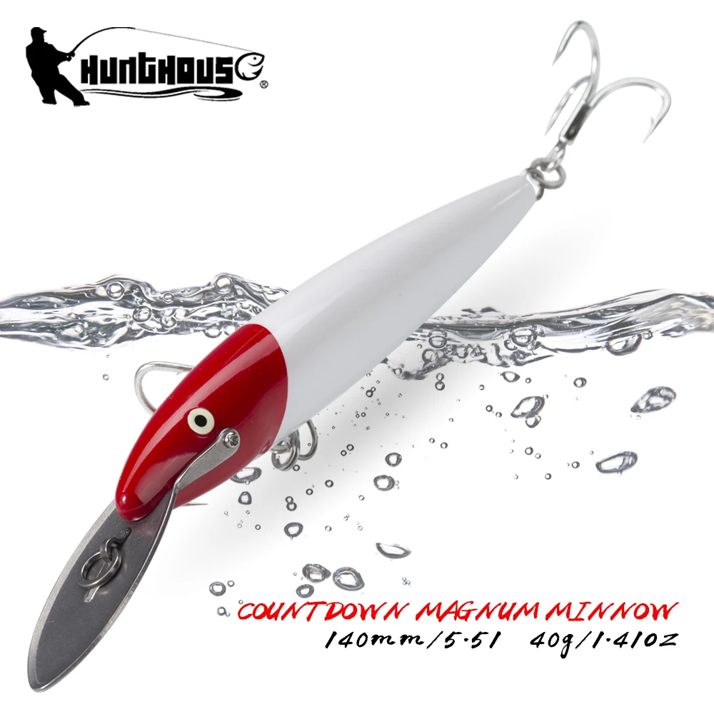 Hunthouse afundando minnow isca de pesca 140mm 40g contagem regressiva magnum wobblers grande-bill isca dura água salgada para azul atum lw440