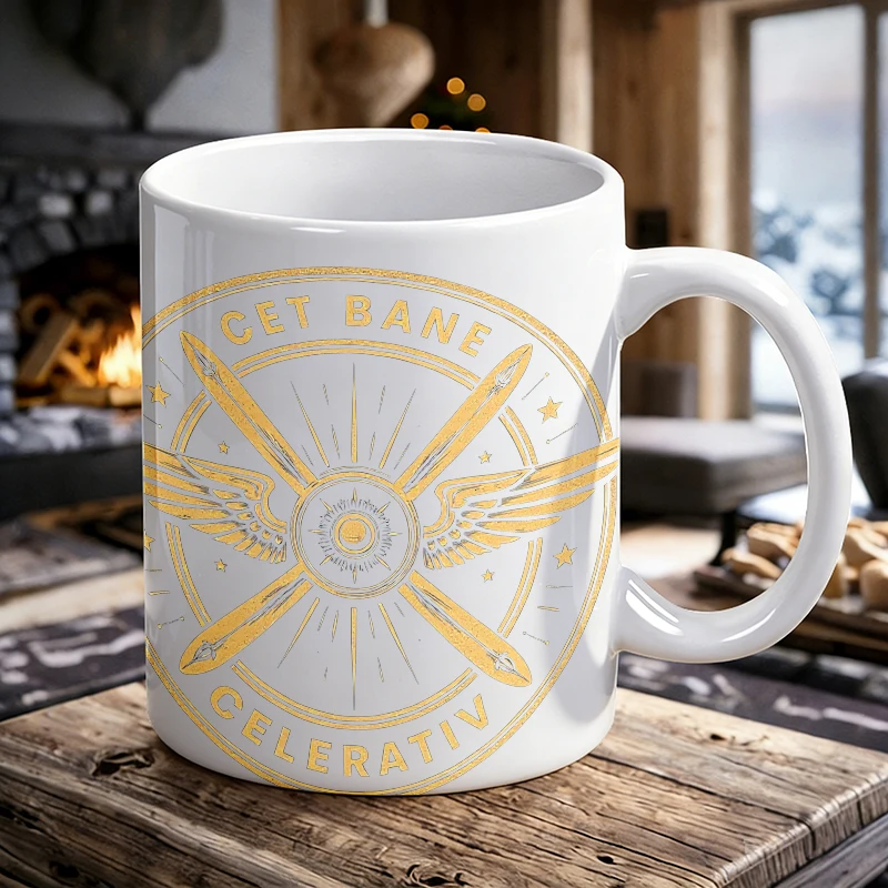 

Golden Aviation Badge Ceramic Mug, Coffee Cup, Milk Cup, Office Tea Cup, Drinking Cup, Gift for Friends, Fade-Resistant