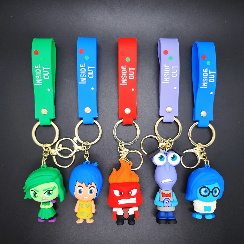 Brain Agent Team Inside Out Cartoon Keychain Car Keychain Pendant Q Version Action Figure Small Gift 3d Anime Figures Mini Doll