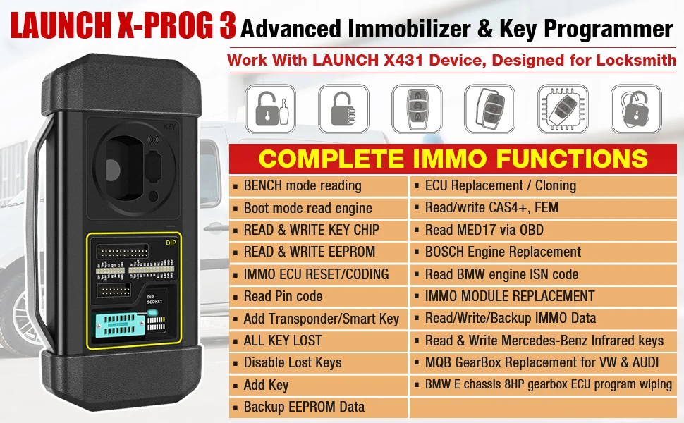 Launch X-PROG3 Universal Key Programming Machine Car Key Clone Machine Key Decoder