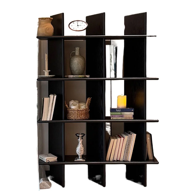 

Nordic living room display shelf, medieval floor-to-ceiling solid wood study shelf ins oblique lattice storage