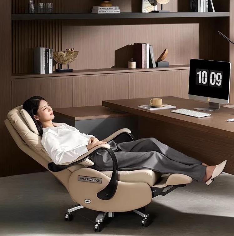 

L8EWI Интеллектуальное электрическое кресло для босса, кожаное массажное компьютерное кресло с вентилируемым подогревом, роскошное офисное кресло для сидячего света