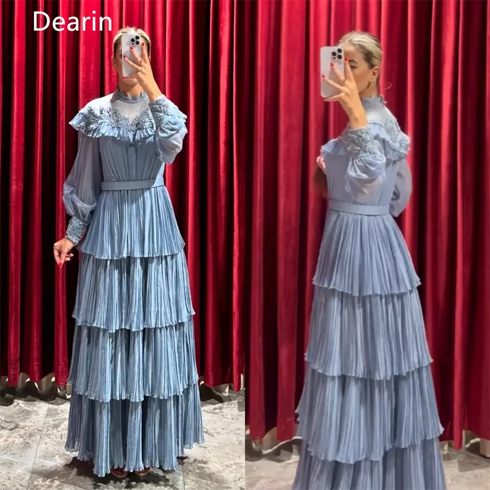 

Saudi Arabia Formal Gown Dearin Asymmetrical A-line Ankle Length Layered Skirts Shirred Tulle Bespoke Occasion Dresses Evening P