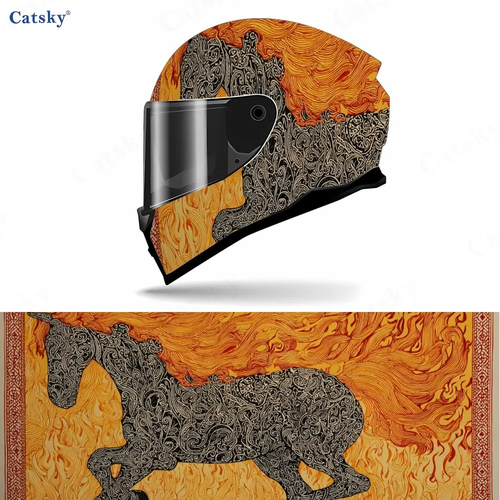 

Fiery Horse Design Motorcycle Helmet Decal, Waterproof Self-adhesive Helmet Vinyl Wraps Sticker, Cool DIY Graffiti Film, Gift fo