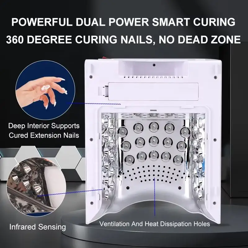 2024 سعر المصنع وصول جديد تصميم جديد بالجملة عالية الطاقة 128 واط سريع اللاسلكي قابلة للشحن الأشعة فوق البنفسجية LED الأظافر مصباح مجفف الأظافر