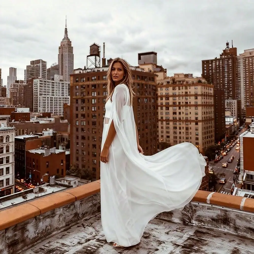 Bridal Wedding Capes Veils Chiffon Bridal Wraps Cathedral Length Wedding Cloak With Arm Hole