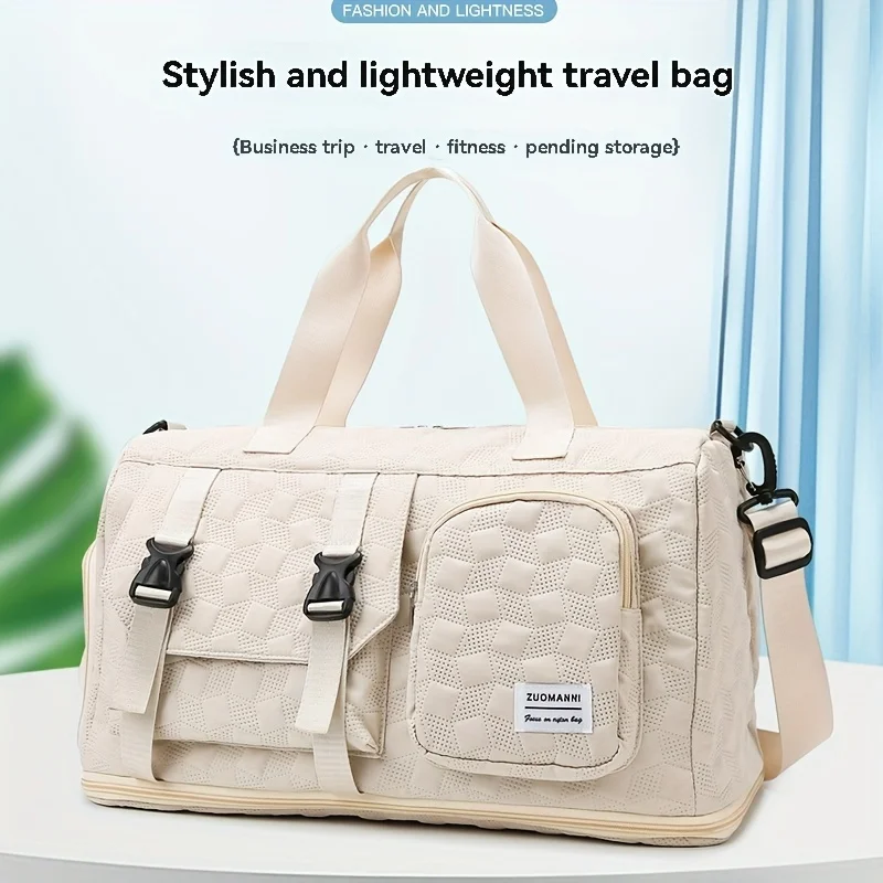 

Large Capacity Travel Duffel Bag With Trolley Strap, Multi-functional Fitness Handbag With Independent Shoe Grid, Perfect For Ou